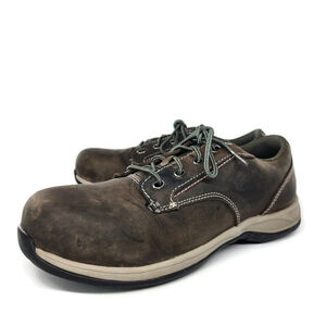 Red Wing Brown Leather Safety Steel Toe Lace-Up Light-Duty Oxford Work Shoes